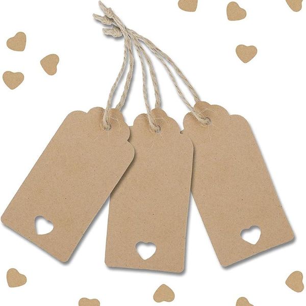 

wall stickers 100pcs blank kraft hang labels sign with heart holes for arts and crafts gift tags + 10 meters jute twine