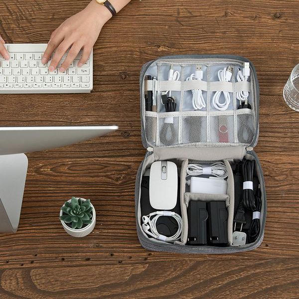 

multifunction data cable charger buggy bag nylon leather cosmetic portable waterproof mobile phone digital packet makeup bags & cases