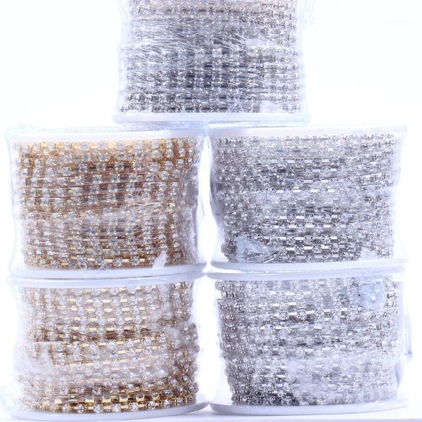 

non fix strass glass rhinestones cup claw chain 9m for backapck wedding dresses diy design decorations1, Silver;gold