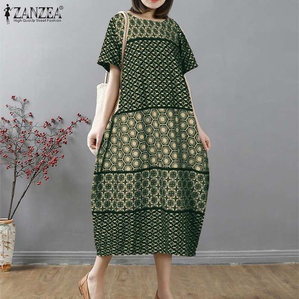 

casual dresses 2021 ladies loose vintage holiday beach sundress womens baggy dress plus size vestidos femme printed robe mlgw, Black;gray