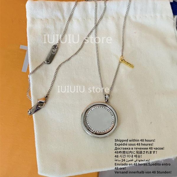 

pendant necklaces european and american high-end brand metal necklace lanyard presbyopia charm men women birthday gifts, Silver