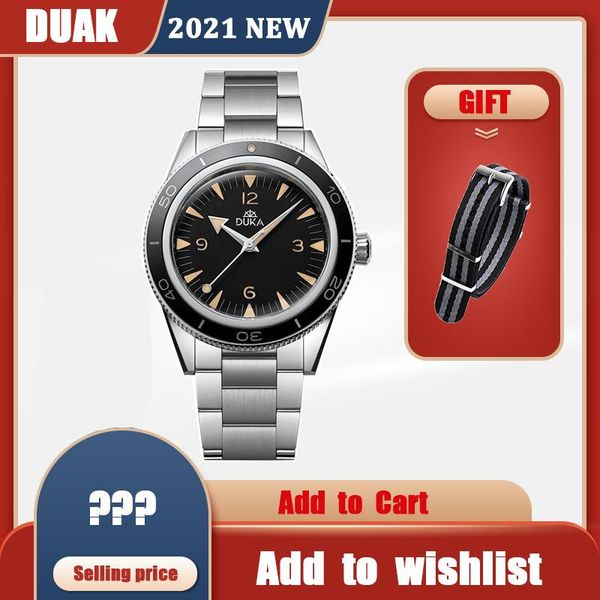 

wristwatches duka 2021 men mechanical pre-sale automatic watch for stainless steel waterproof sport relogio masculino, Slivery;brown