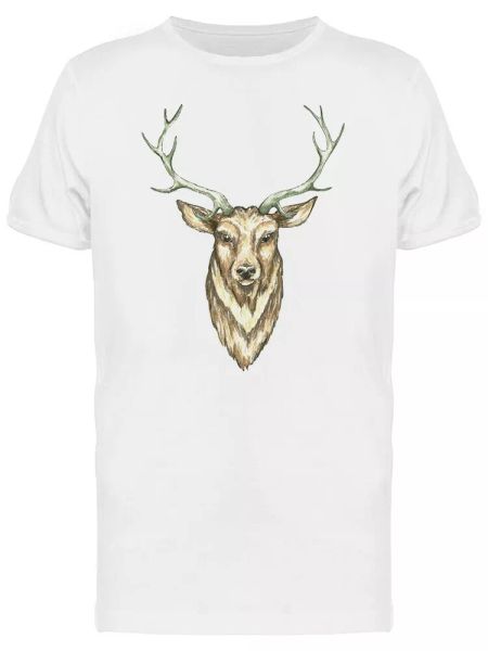 

Deer Head Soft Watercolor Tee Men's -Image by Shutterstock, White;black