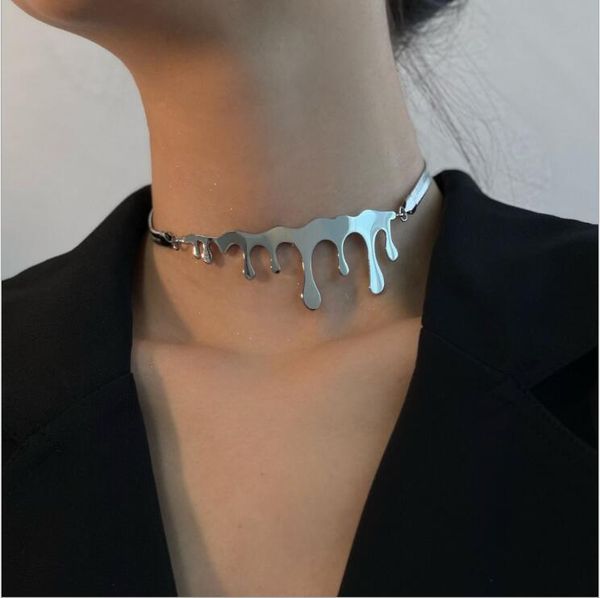 

snake chain collarbone choker water drop necklace, Golden;silver
