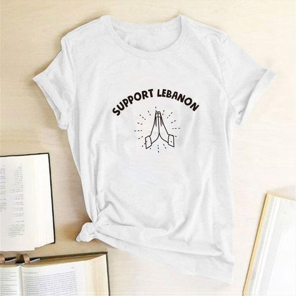 

support lebanon pray gesture printed mens t shirt men summer graphic tees fashion woman tshirts cotton o neck harajuku ladies, White;black