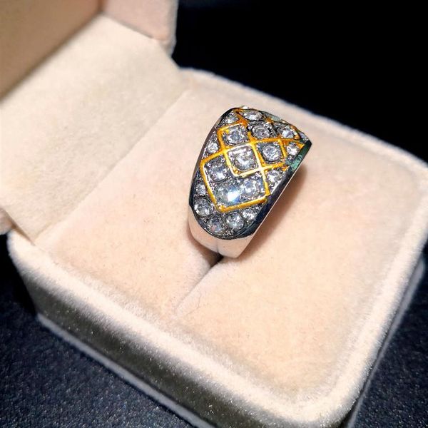 

wedding rings fashion ladies ring gold and silver mixed color micro inlaid diamond luxury women's anniversary jewelry gift, Slivery;golden