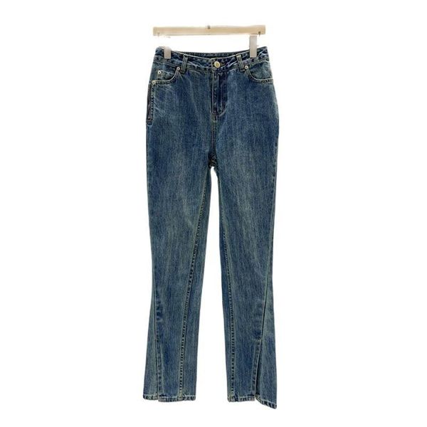 

women's jeans women fashion vintage slit straight leg, Blue
