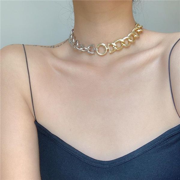 

pendant necklaces trend gold color chain necklace fashion metal watch choker for women simple party jewelry gift, Silver