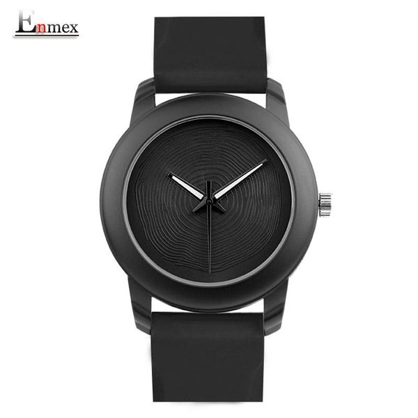 

wristwatches gift enmex creative style lady wristwatch black 3d vortex face design silicone band luminous brief casual quartz watch, Slivery;brown