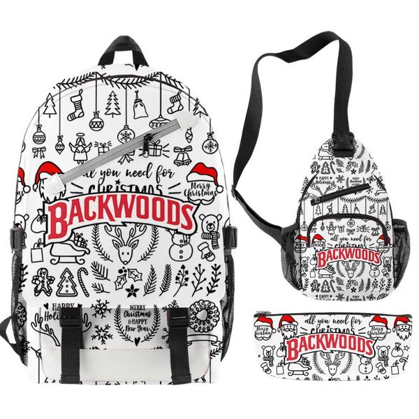 

backpack backwoods merry christmas backpacks set 3 pieces lapbags travel sports teenager boys girls 3d school bag