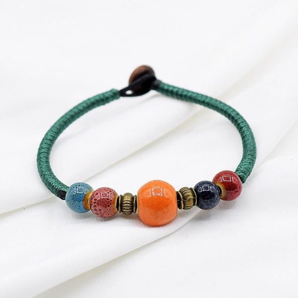 

charm bracelets 1pc retro national storm simia small fresh hand decoration ceramic woven girl bracelet gift, Golden;silver