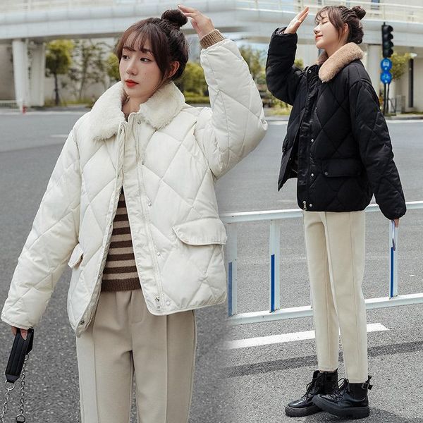 

women's vests autumn down padded coats short thin white temperament commuter korean style outwears lightweight cotton zipper surcoats d, Black;white