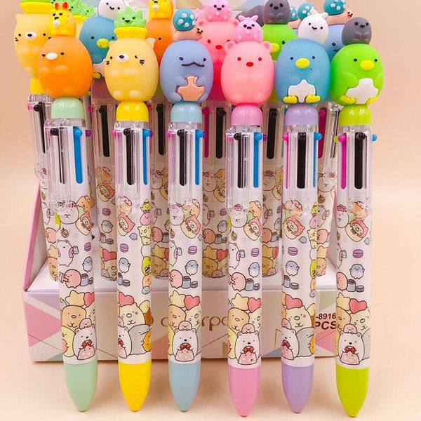 Canetas Ballpoint 36 Pçs / lote Kawaii Sumikko Guroashi Caneta Cute 6 Cores Esferográfica Escola Escola Escrita Fonte Papelaria Presente