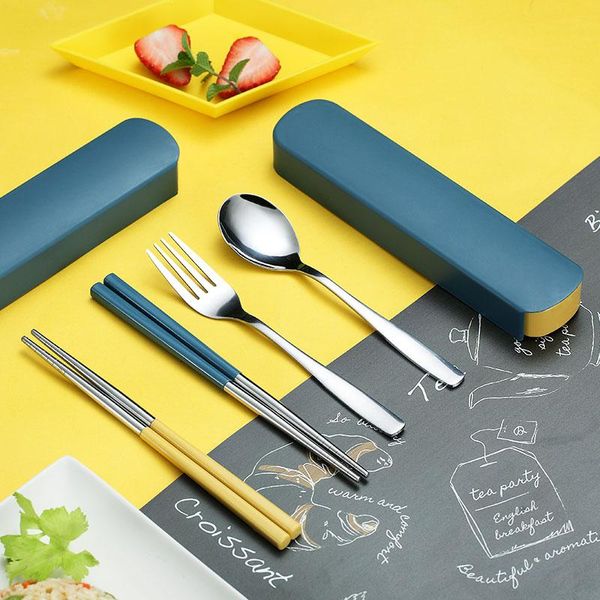 

dinnerware sets stainless steel chopsticks spoon set exquisite simple lunch box with cutlery student office portable takeaway