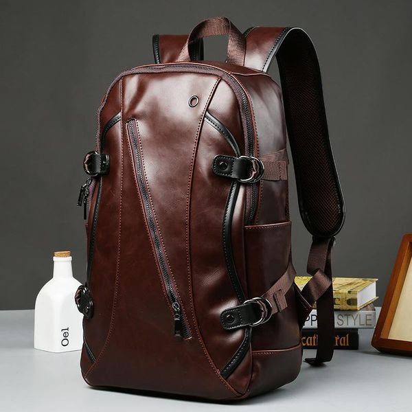 

backpack student bag crazy horse leather retro carrying for men and women
