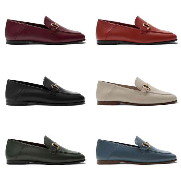 

dress shoes strained british style office ladies fashion simple leather genuine flat shoes slip-on women's gold buckle 33vj, Black