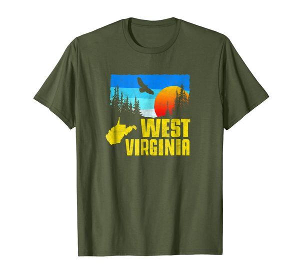 

vintage state of west virginia nature scene outdoors t-shirt, White;black