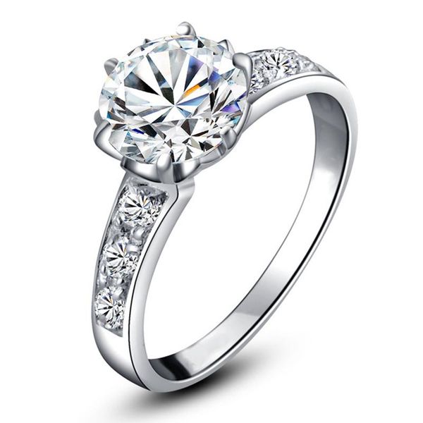 

cluster rings s925 sterling silver ring for women six-claw snowflake special engagement luxury wedding party gift fine original design jewel, Golden;silver