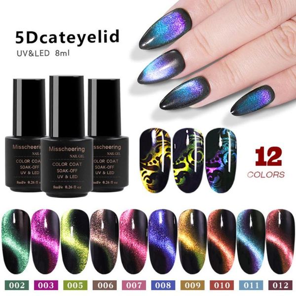 

nail gel 5d cat eye glue double head magnet two color polish for art, Red;pink