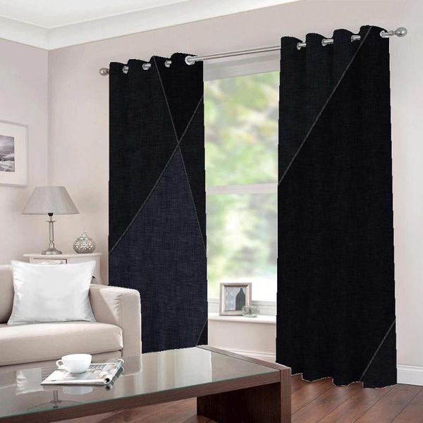 

curtain & drapes customizable any size black geometric pattern polyester fabic large window curtains for living room bedroom half-blackout