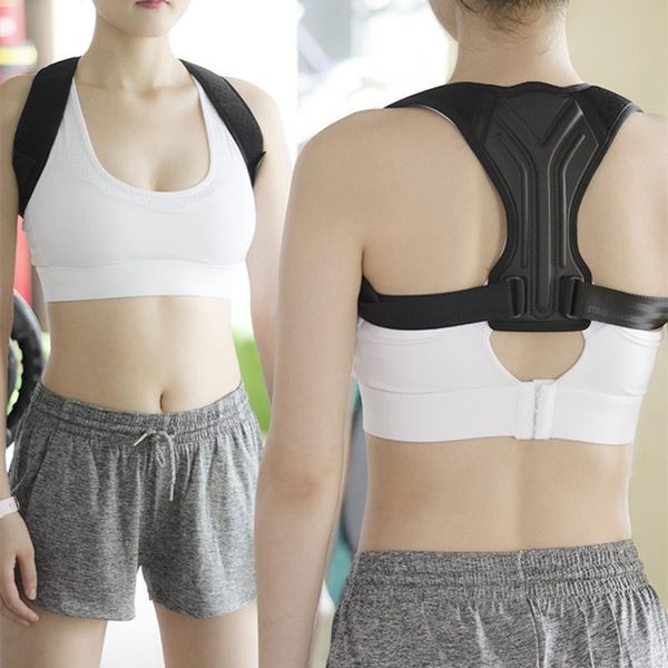 

back support adjustable shoulder posture corrector belt office sport aldult child invisible breathable reshape, Black;blue