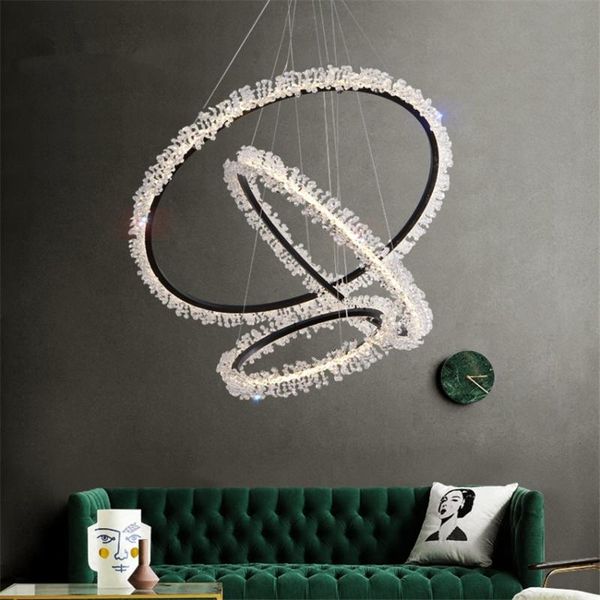

pendant lamps nordic modern crystal circle lights luxury living room villa bedroom hanging hall staircase decorative lighting