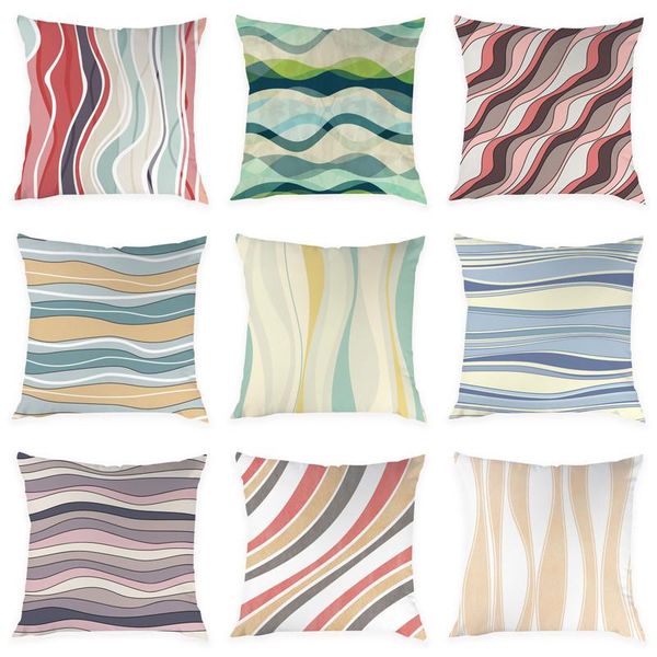 

cushion/decorative pillow printed wave pattern cushion cover pillowcase sofa bedroom decoration striped peach skin home 45x45cm