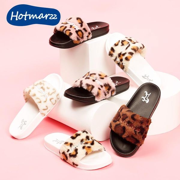 

marzz cotton slippers indoor household soft outsole leopard pattern, Black