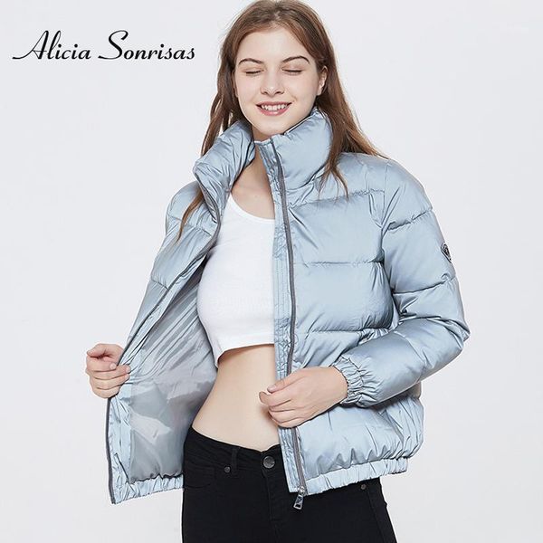 

women's down & parkas fluorescent clothes night women winter reflective jacket female puffer jackets loose streetwear warm luminous coa, Black