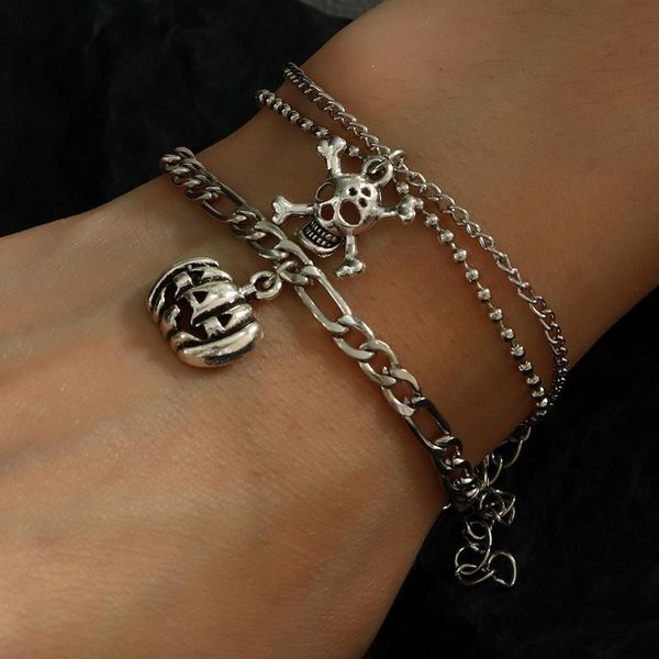 

beaded, strands hallowmas day trendy accessories creative ghost's pendant bracelet for women girls fashion jewelry, Black
