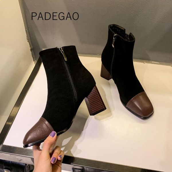 

boots women winter 2021 vintage korean ankle casual ol, Black