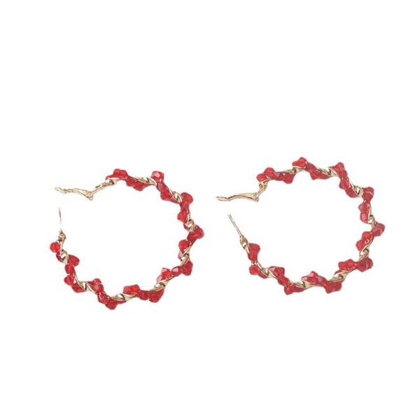 

hoop & huggie unique earring for women cute crystal round sweet pink red blue black drop earrings 2021 design trendy ear jewelry a138, Golden;silver