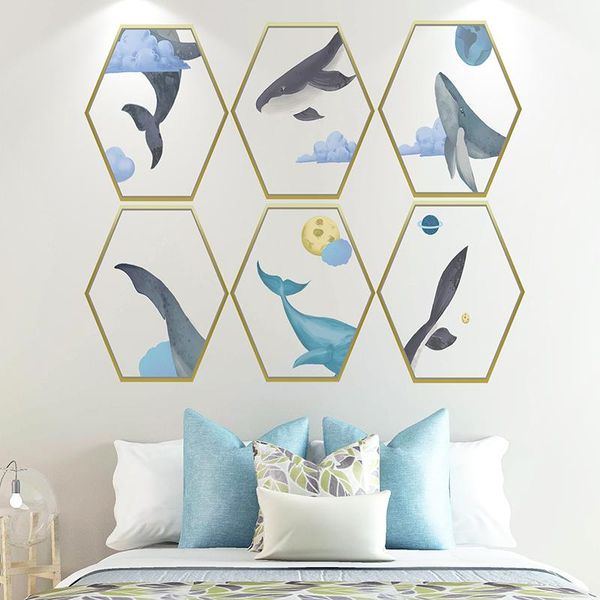 

wall stickers [shijuehezi] cartoon whales diy ocean animals mural decals for kids rooms baby bedroom nursery home decoration
