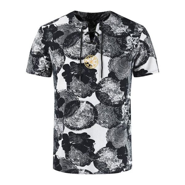 

men's t-shirts feitong homme tshirt summer slim fit casual cotton linen printed short sleeve t-shirt male oversized tees, White;black