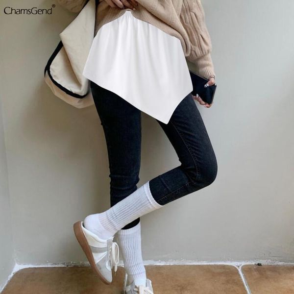 

skirts layered trim extender skirt womens a-line flared curved hem down solid elastic waist detachable apron 2021, Black