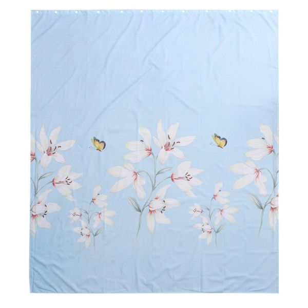 

shower curtains 1pc creative printing curtain flower pattern for bathroom use (sky-blue)
