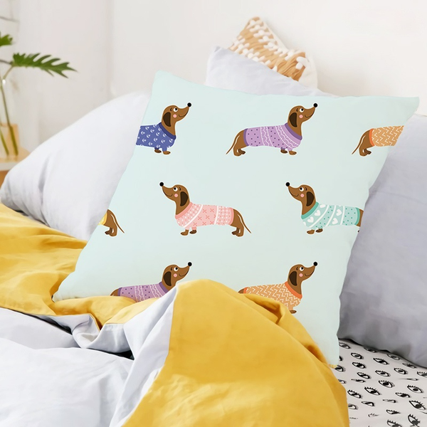 

cloocl cartoon pet dachshund dog pillows case pillowslip 3d printed cushion removable pillow home decoration supplies
