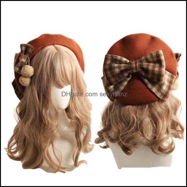 

hats caps hats, scarves & gloves aessories berets winter cute beret women british fashion retro big bow plaid painter hat girl female beanie, Blue;gray