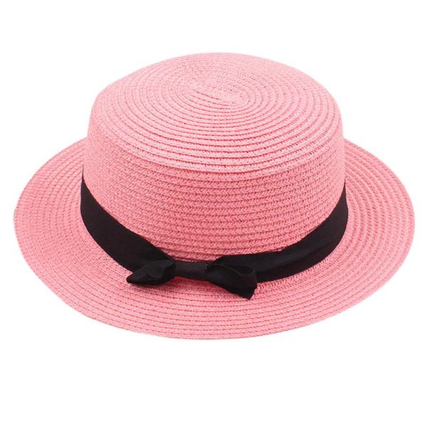 

stingy brim hats simple summer beach hat female casual lady women flat bowknot straw cap girls sun chapeau femme#p2, Blue;gray