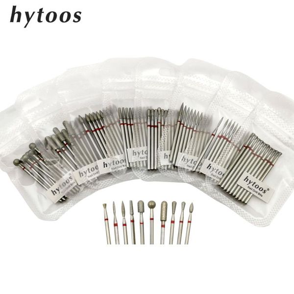 

nail art equipment hytoos fine grit diamond drill bits 10pcs/set russian cuticle burr manicure drills nails accessories tool, Silver