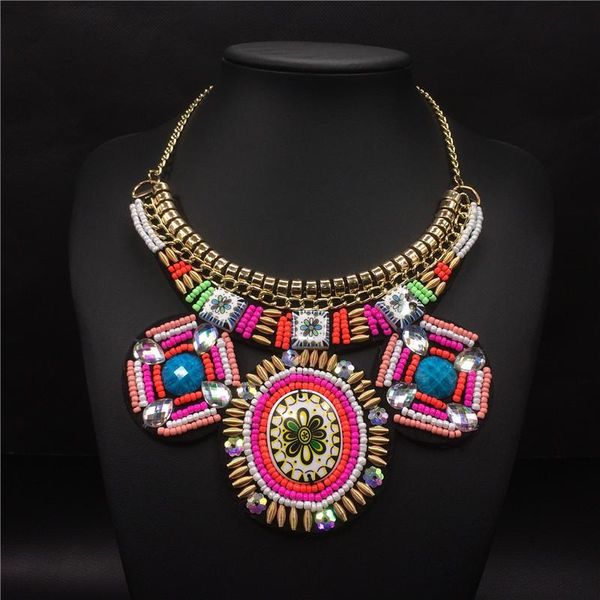 

bohemian colorful big beads necklace fake collar for women statement choker boho necklaces collares grandes jewelry chokers, Golden;silver