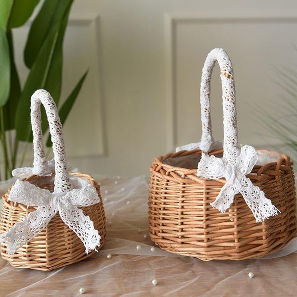 

storage baskets wicker rattan flower basket wedding girl willow handwoven with handle eggs candy for home garden decor