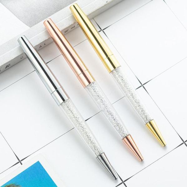 

glitter sequin 1 piece crystal ballpoint pen stationery office school supply spinning metal luxury roller rose gold pens, Blue;orange