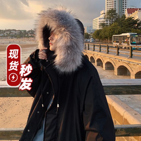 

winter men's jackets cotton down cloth fashion large 2021 padded jaet fat man loose coat, Black;brown