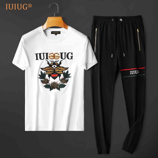 

Tracksuits Sport Suit Fashion Classic Iuiug Fine Workmanship Mercerized Cotton Multicolor Men's and Women's Casual 15, White with black