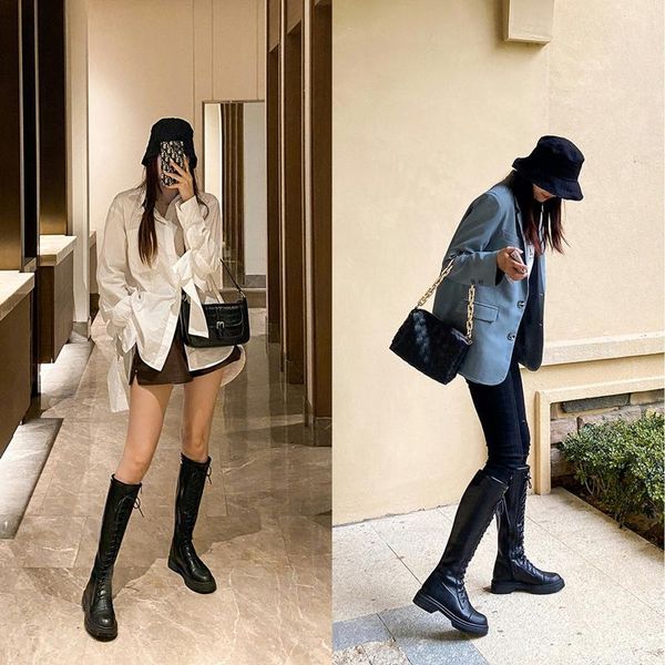 

boots european and american women's 2021 knight high top, Black