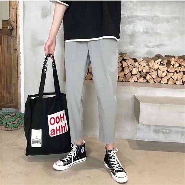 

summer korean style trend versatile slim foot harlan small trousers thin capris men's casual pants, Black