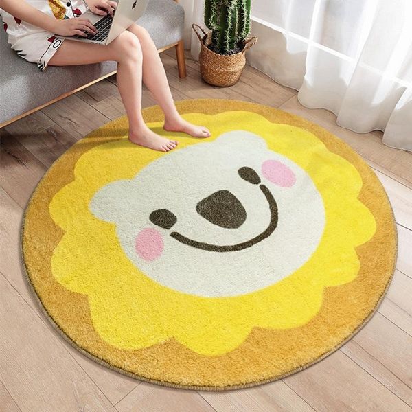 

carpets cute cartoon furry round carpet shaggy area rugs faux wool for living room bedroom super soft sofa table bedside plush floor mat