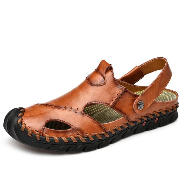 

sandals transpirables verano rubber homme heren outdoor leather deportivas beach men sandalen para playa roman sandalias mens, Black