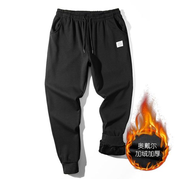 

running pants winter thicken fleece men sport thermal loose sweatpants male jogging workout casual fitness track trousers, Black;blue
